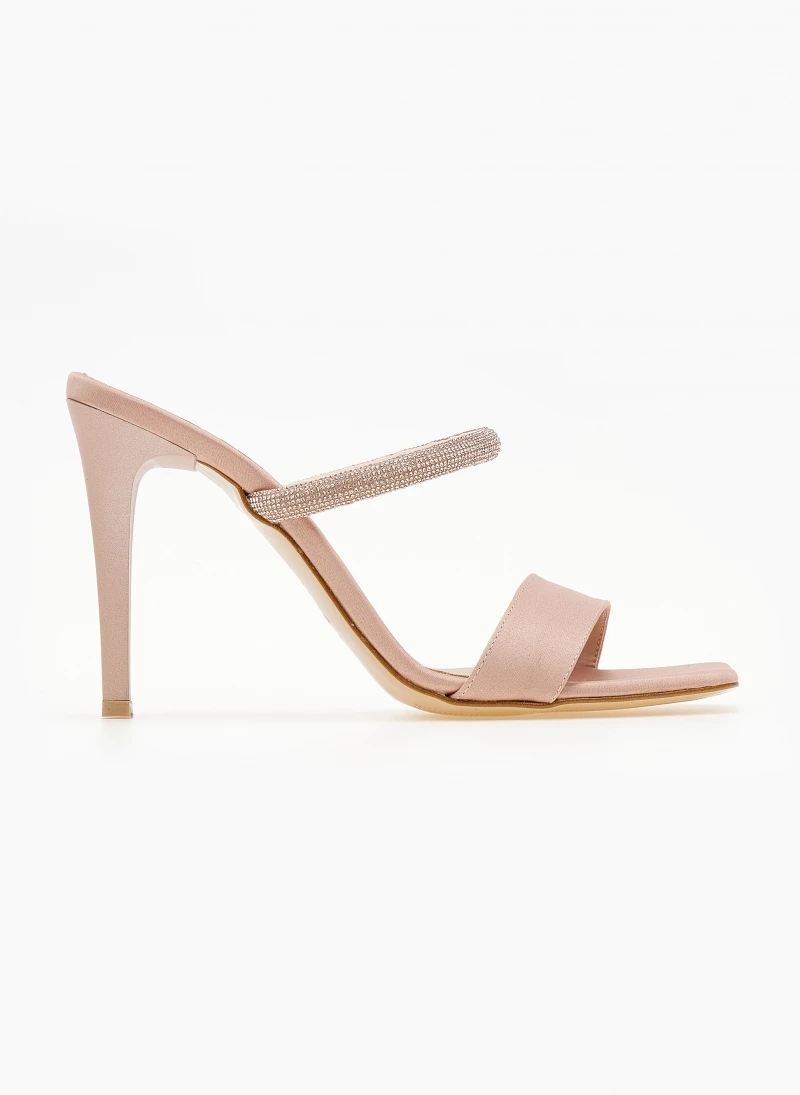 Πέδιλα σατέν με Strass Estil - Nude - Image 2
