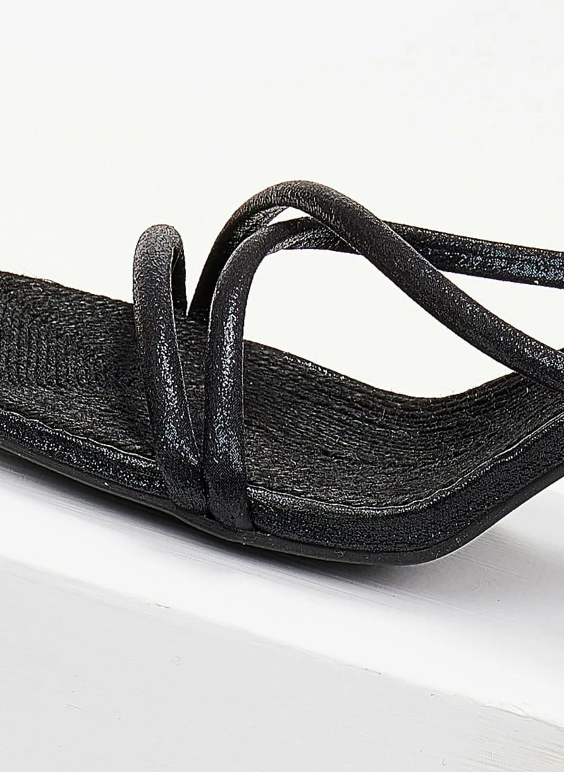 The Fashion Project Πέδιλα Glitter με στρογγυλά λουράκια - Μαύρο - Image 3
