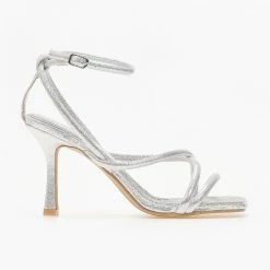 The Fashion Project Πέδιλα Glitter με στρογγυλά λουράκια - Ασημί