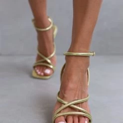 The Fashion Project Πέδιλα Glitter με στρογγυλά λουράκια - Λαχανί