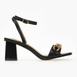 The Fashion Project Πέδιλα καρέ με αλυσίδα - Μαύρο