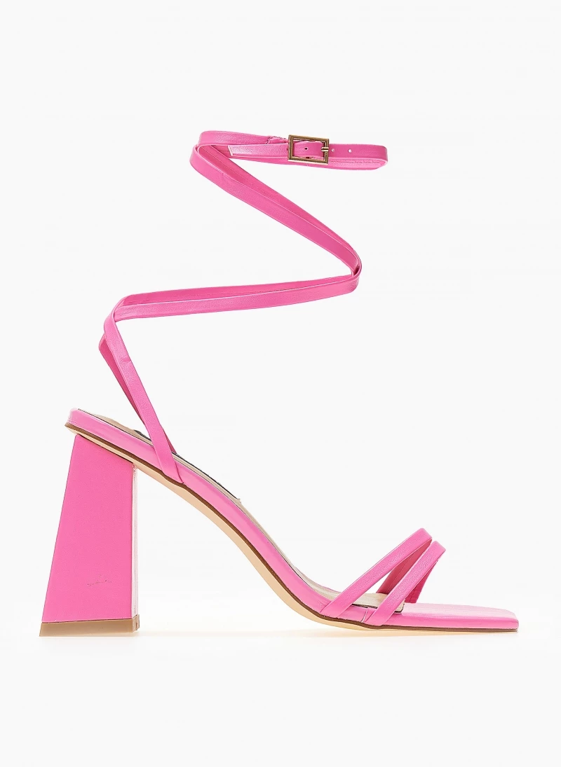 The Fashion Project Πέδιλα καρέ με λεπτά λουράκια - Φούξια