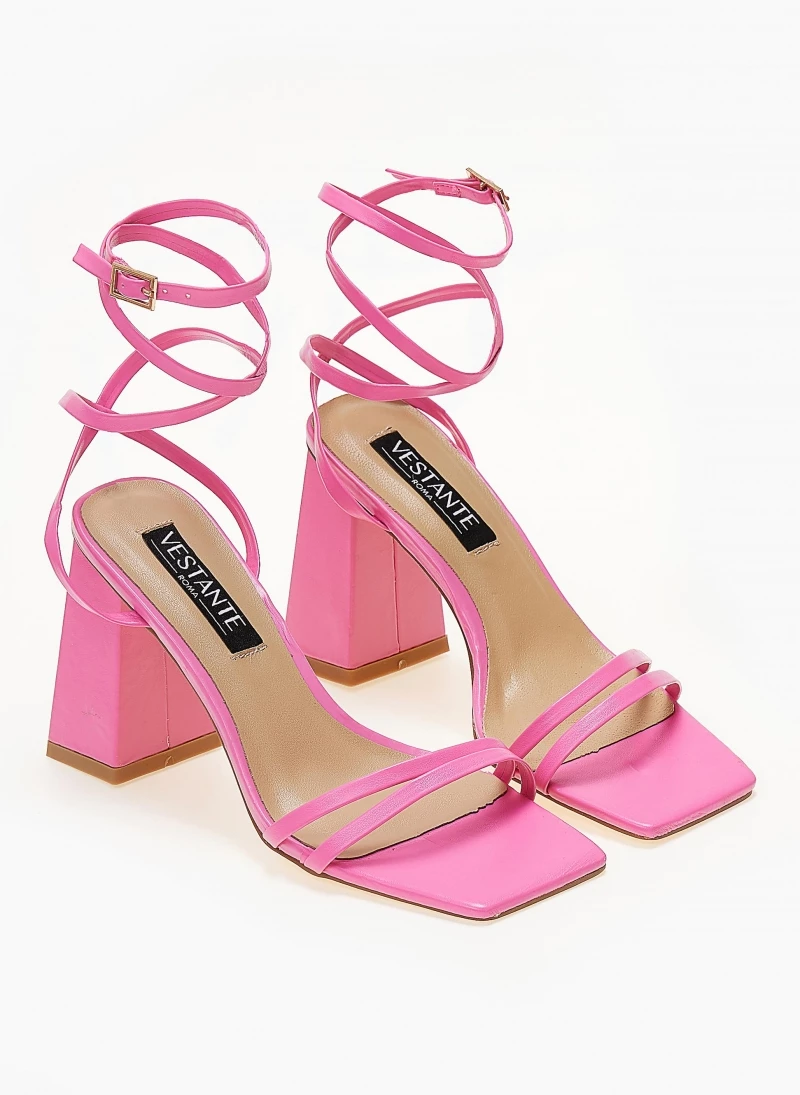The Fashion Project Πέδιλα καρέ με λεπτά λουράκια - Φούξια - Image 3