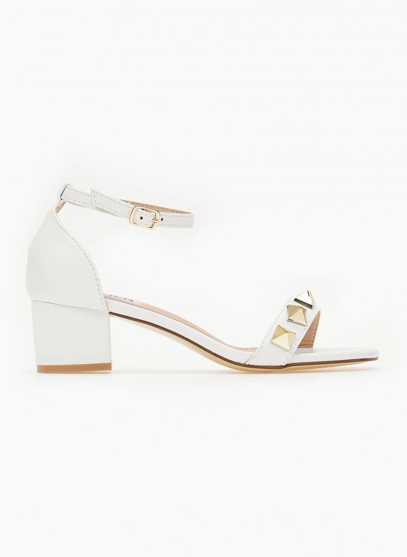 The Fashion Project Πέδιλα καρέ με μεταλλικά στοιχεία - Λευκό - Image 2