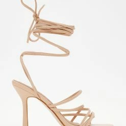 The Fashion Project Πέδιλα Lace Up με λεπτό τακούνι - Μπεζ