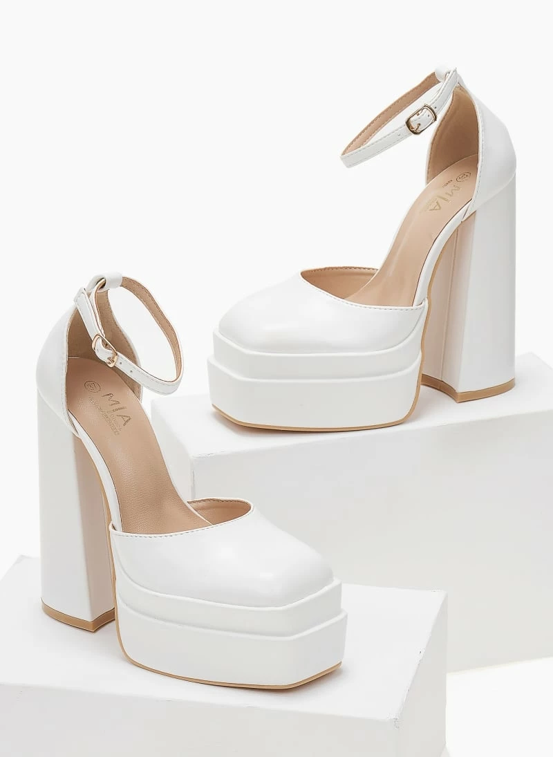 The Fashion Project Πέδιλα με διπλή φιάπα και μπαρέτα - Λευκό - Image 3