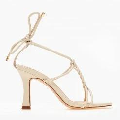 The Fashion Project Πέδιλα καρέ με κορδόνια - Μπεζ