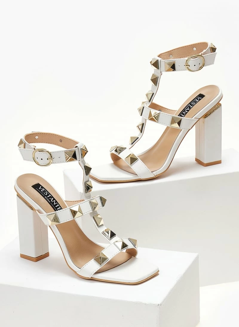 The Fashion Project Πέδιλα με μπαρέτα και μεταλλικά τρουκς - Λευκό - Image 3