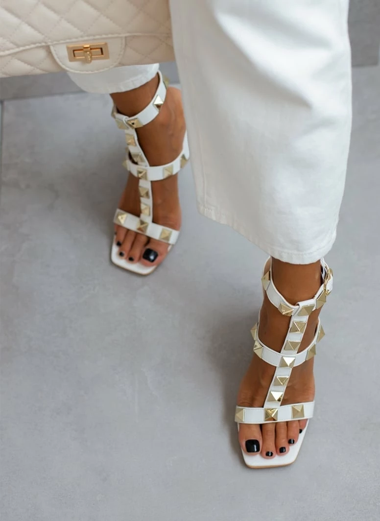 The Fashion Project Πέδιλα με μπαρέτα και μεταλλικά τρουκς - Λευκό - Image 2