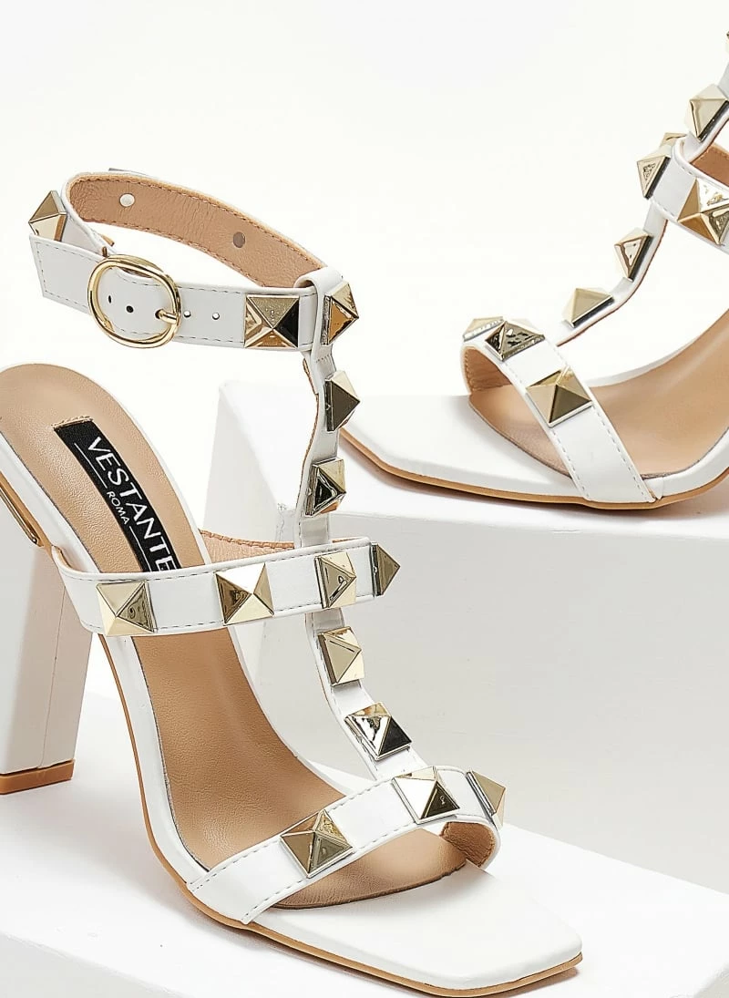 The Fashion Project Πέδιλα με μπαρέτα και μεταλλικά τρουκς - Λευκό - Image 5