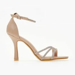 The Fashion Project Πέδιλα με Strass και μπαρέτα - Nude