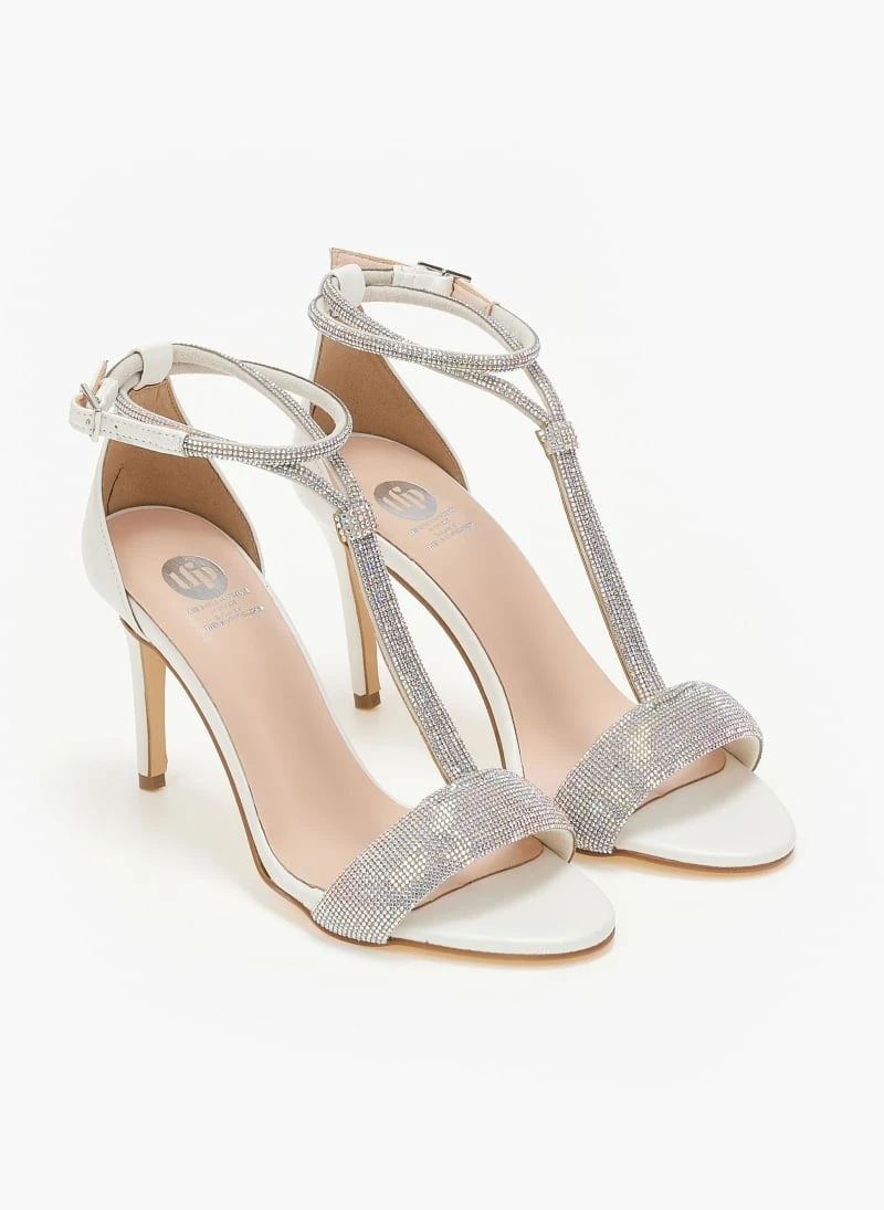 Πέδιλα με Strass και μπαρέτα Tfp - Λευκό - Image 3