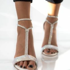 Πέδιλα με Strass και μπαρέτα Tfp - Λευκό