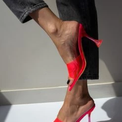 The Fashion Project Mules με διάφανη φάσα - Φλούο Φούξια