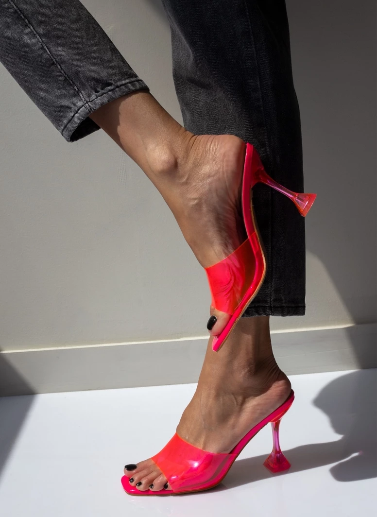The Fashion Project Mules με διάφανη φάσα - Φλούο Φούξια
