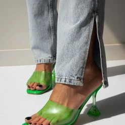 The Fashion Project Mules με διάφανη φάσα - Φλούο Πράσινο