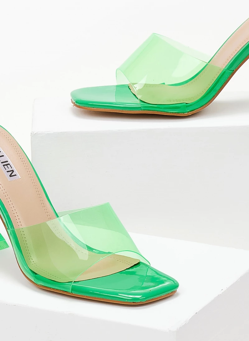 The Fashion Project Mules με διάφανη φάσα - Φλούο Πράσινο - Image 3