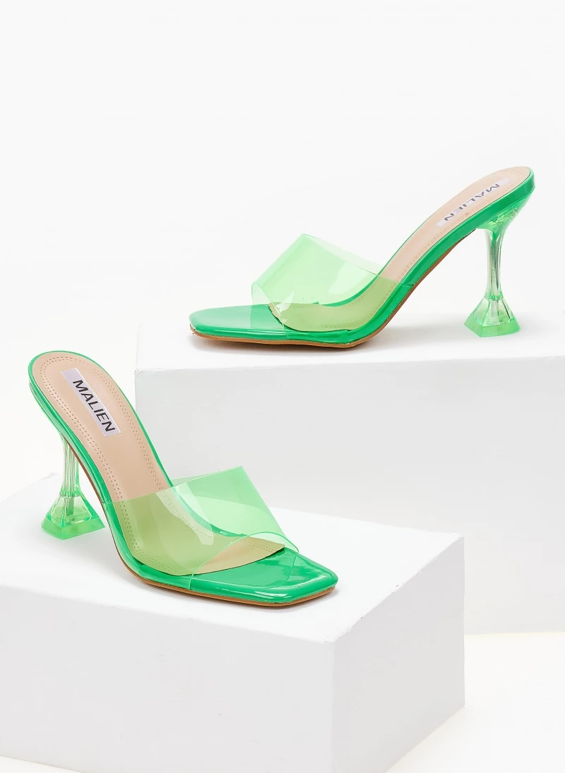 The Fashion Project Mules με διάφανη φάσα - Φλούο Πράσινο - Image 5