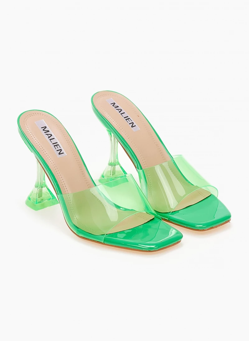 The Fashion Project Mules με διάφανη φάσα - Φλούο Πράσινο - Image 6