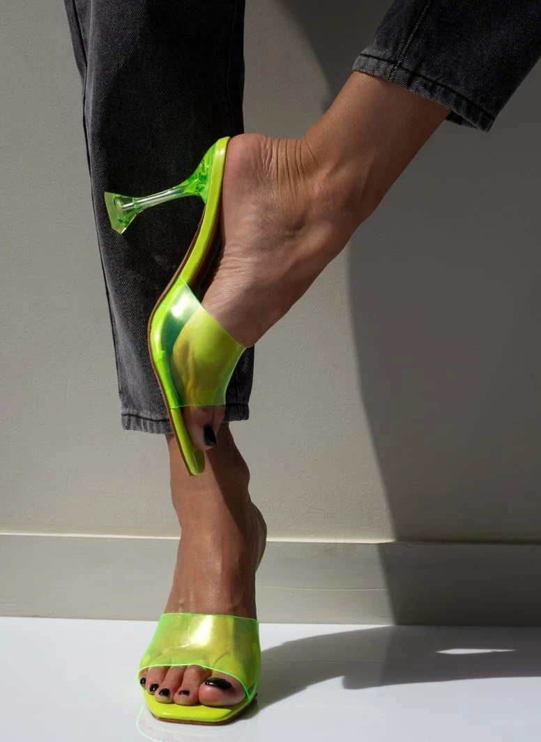 The Fashion Project Mules με διάφανη φάσα - Λαχανί - Image 7