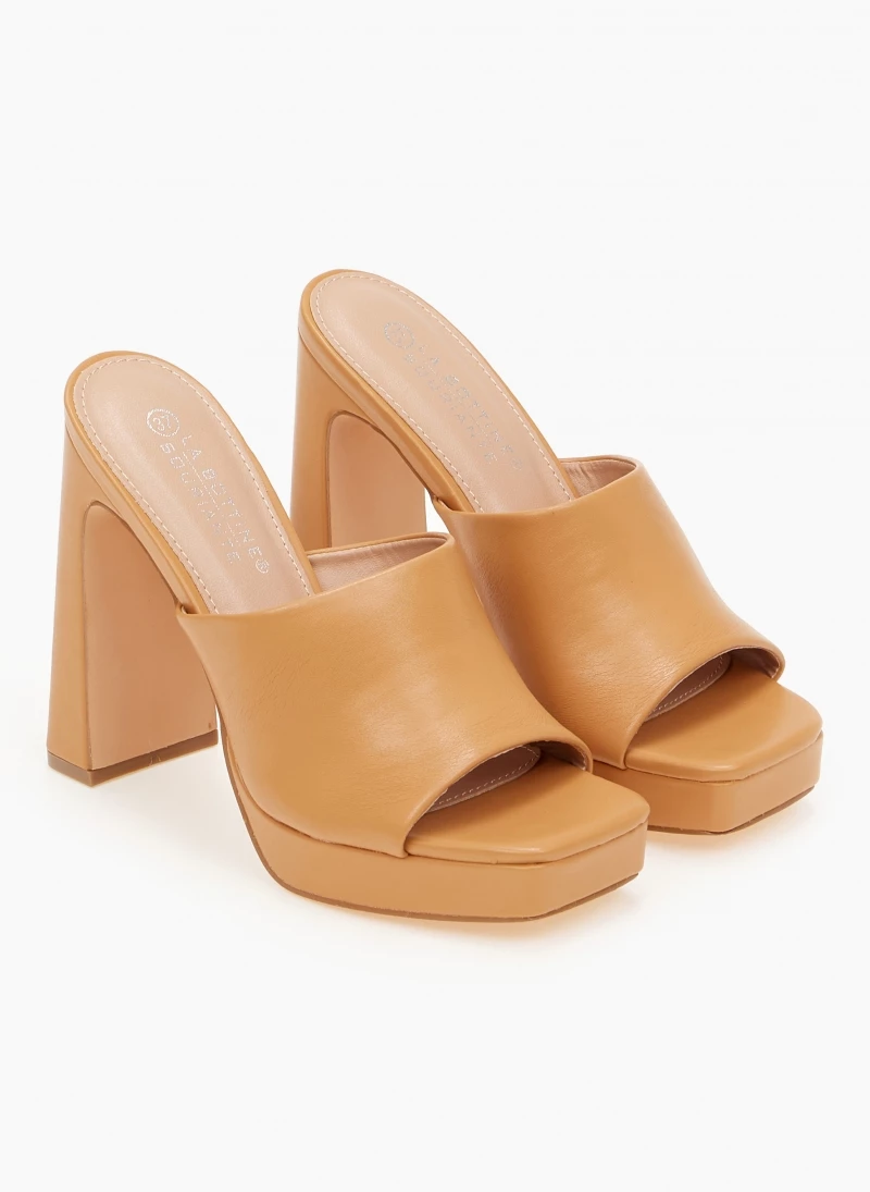 The Fashion Project Mules με χωστή φάσα - Κάμελ - Image 5