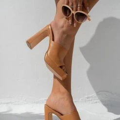 The Fashion Project Mules με χωστή φάσα - Κάμελ