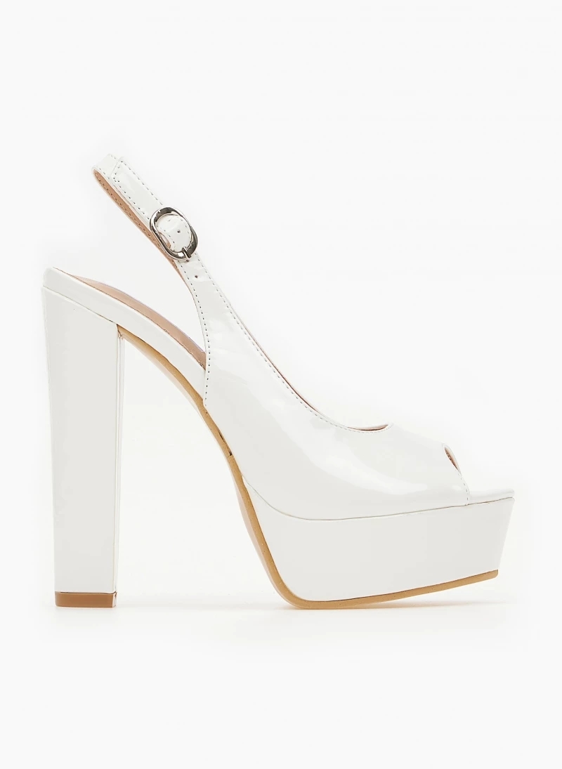 The Fashion Project Πέδιλα Peep Toe λουστρίνι με φιάπα - Λευκό - Image 2