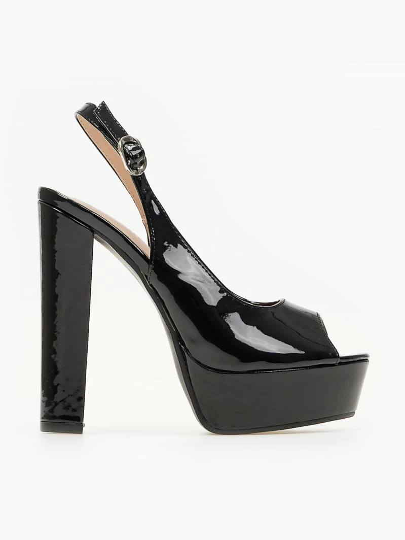 The Fashion Project Πέδιλα Peep Toe λουστρίνι με φιάπα - Μαύρο - Image 2