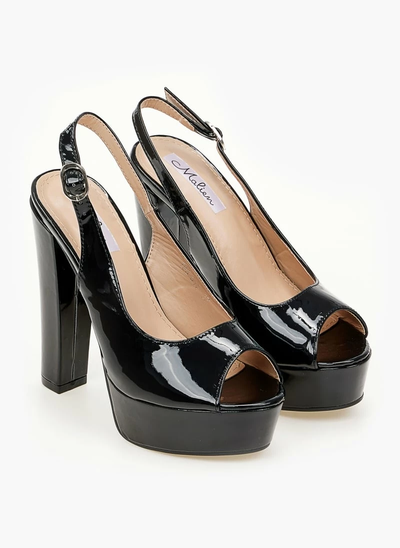 The Fashion Project Πέδιλα Peep Toe λουστρίνι με φιάπα - Μαύρο - Image 5