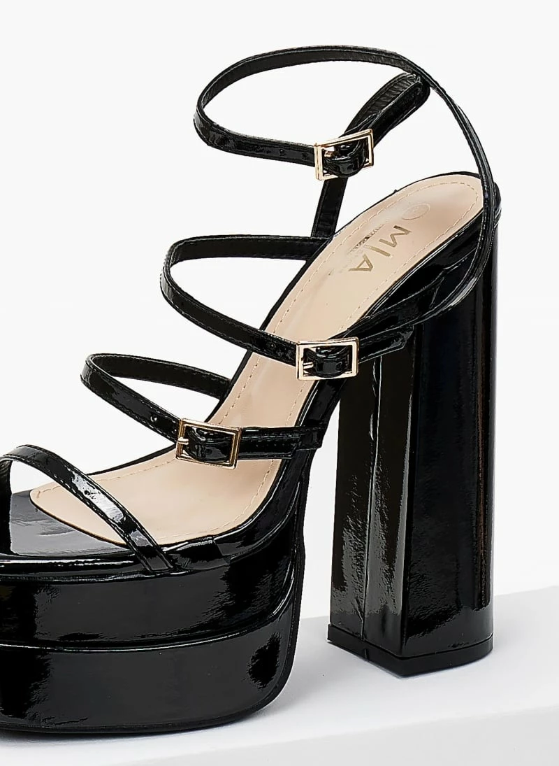 The Fashion Project Πέδιλα Platform λουστρίνι με λεπτά λουράκια - Μαύρο - Image 4