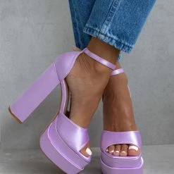 The Fashion Project Πέδιλα Platform με κλειστή φτέρνα - Λιλά