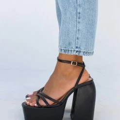 The Fashion Project Πέδιλα Platform με μπαρέτα - Μαύρο