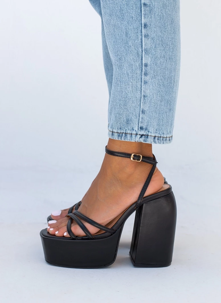 The Fashion Project Πέδιλα Platform με μπαρέτα - Μαύρο