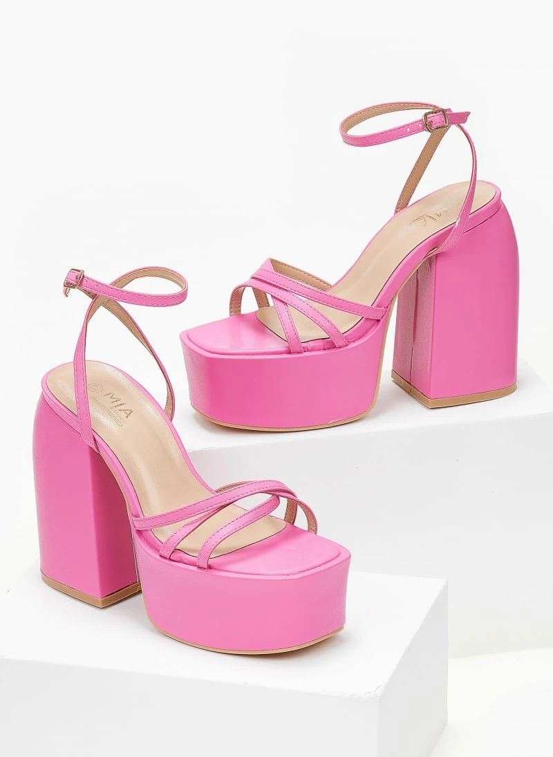 The Fashion Project Πέδιλα Platform με μπαρέτα - Φούξια - Image 3