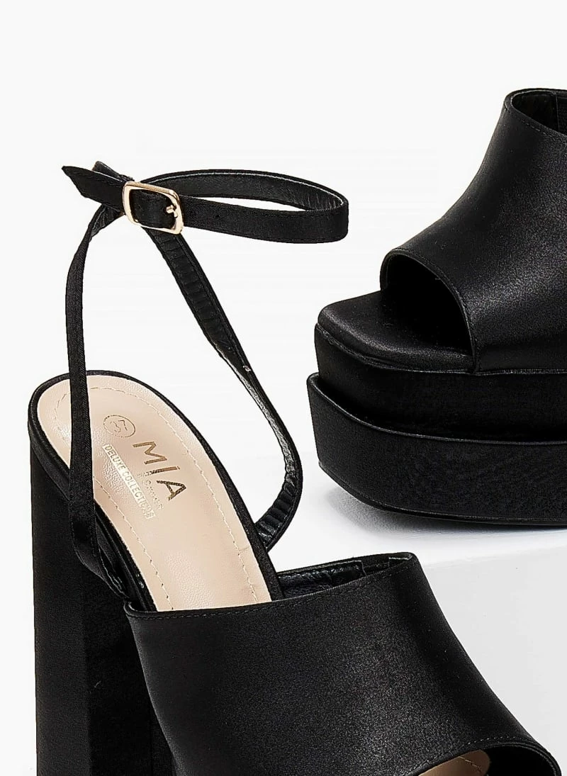 The Fashion Project Πέδιλα Platform σατέν με φαρδιά φάσα - Μαύρο - Image 3