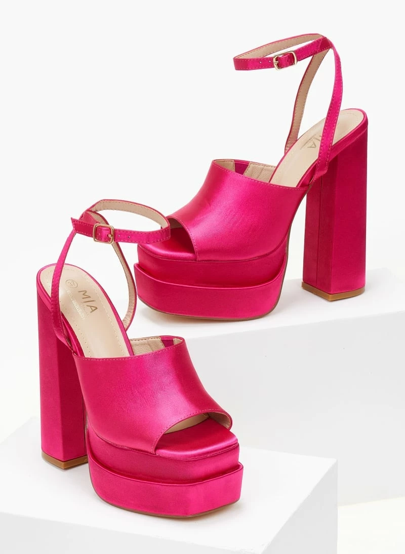 The Fashion Project Πέδιλα Platform σατέν με φαρδιά φάσα - Φούξια - Image 2