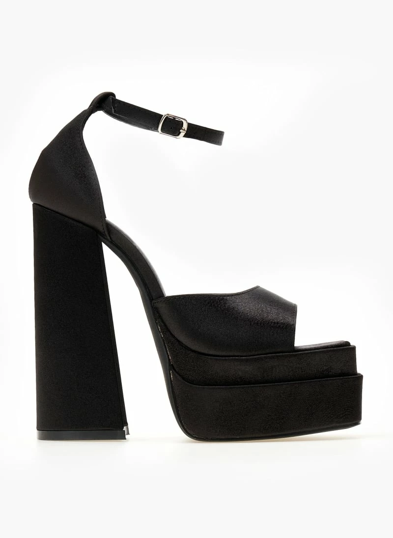 Πέδιλα Platform σατέν TFP με μπαρέτα - Μαύρο - Image 2