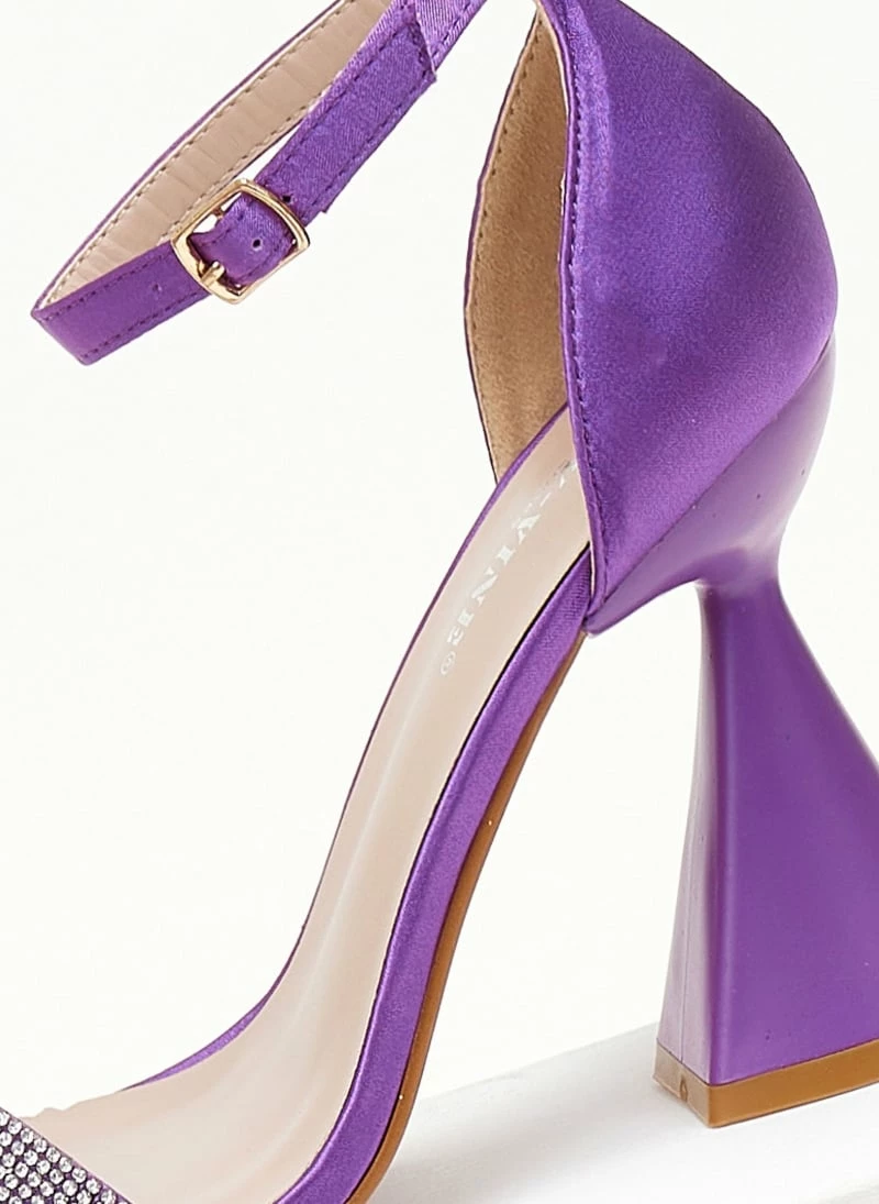 The Fashion Project Πέδιλα σατέν με ιδιαίτερο τακούνι - Μωβ - Image 5