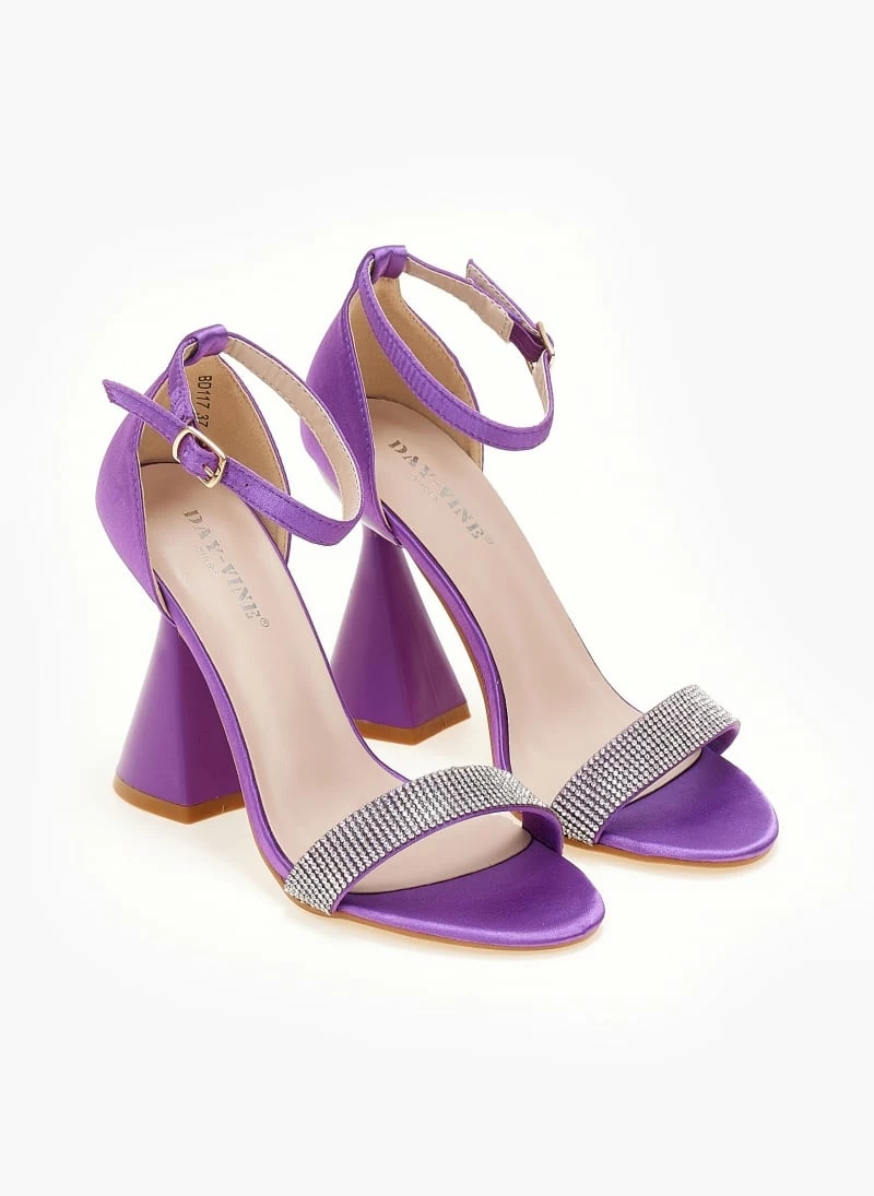 The Fashion Project Πέδιλα σατέν με ιδιαίτερο τακούνι - Μωβ - Image 3