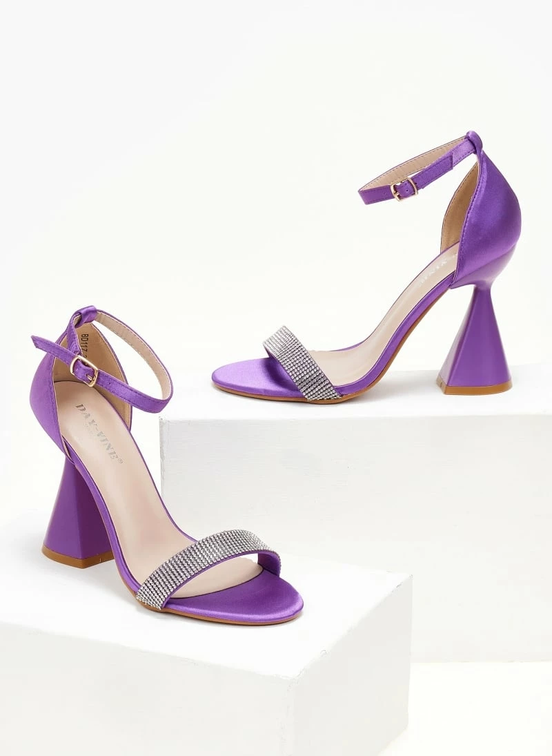 The Fashion Project Πέδιλα σατέν με ιδιαίτερο τακούνι - Μωβ - Image 7