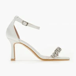 The Fashion Project Πέδιλα σατέν με πέτρες - Λευκό