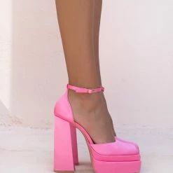 The Fashion Project Γόβες σατέν με ψηλή φιάπα - Φούξια