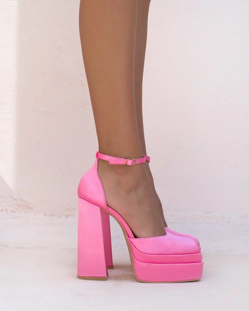 The Fashion Project Γόβες σατέν με ψηλή φιάπα - Φούξια