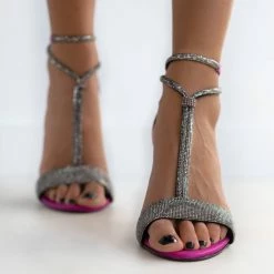 Πέδιλα σατέν με Strass Tfp - Magenta