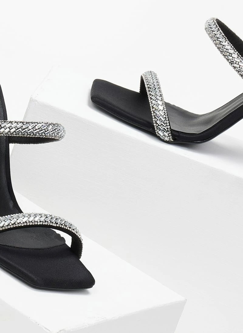 Πέδιλα σατέν με Strass Tfp - Μαύρο - Image 5