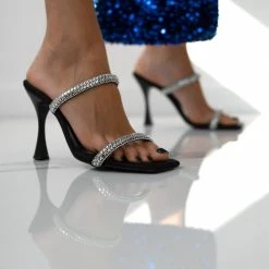 Πέδιλα σατέν με Strass Tfp - Μαύρο