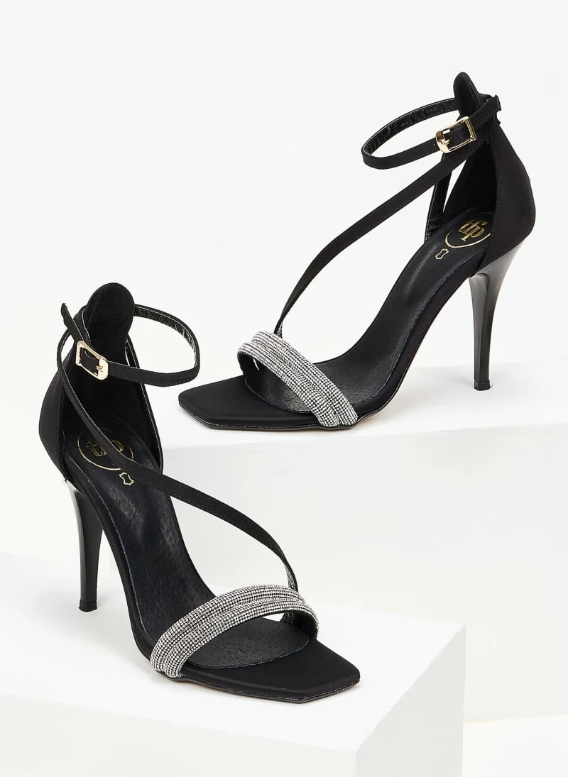 Πέδιλα σατέν TFP με διπλή σειρά Strass - Μαύρο - Image 3