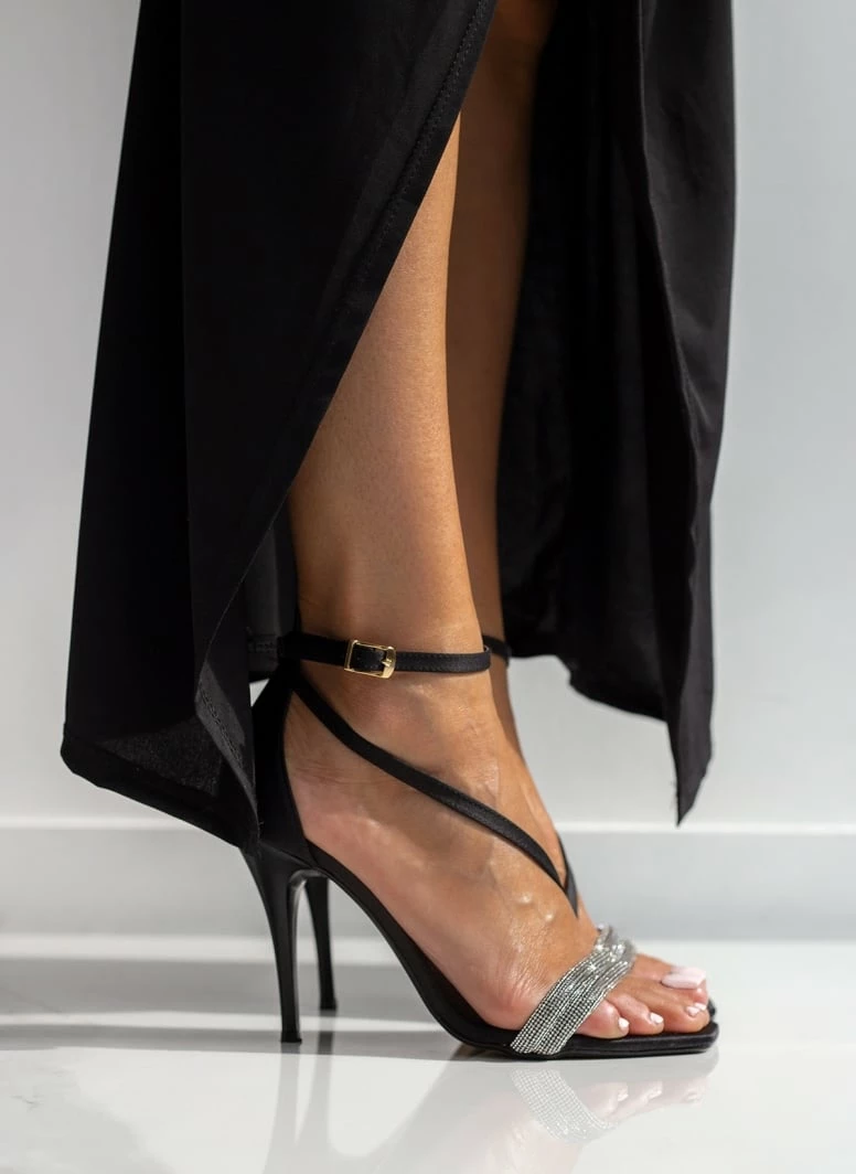 Πέδιλα σατέν TFP με διπλή σειρά Strass - Μαύρο - Image 7