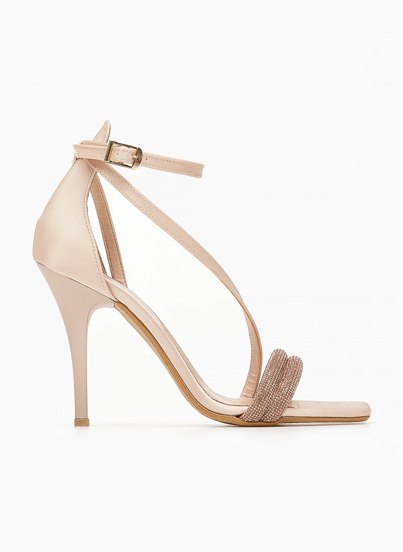 Πέδιλα σατέν TFP με διπλή σειρά Strass - Nude - Image 2