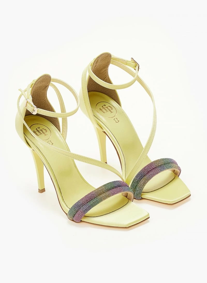Πέδιλα σατέν TFP με διπλή σειρά Strass - Κίτρινο - Image 6